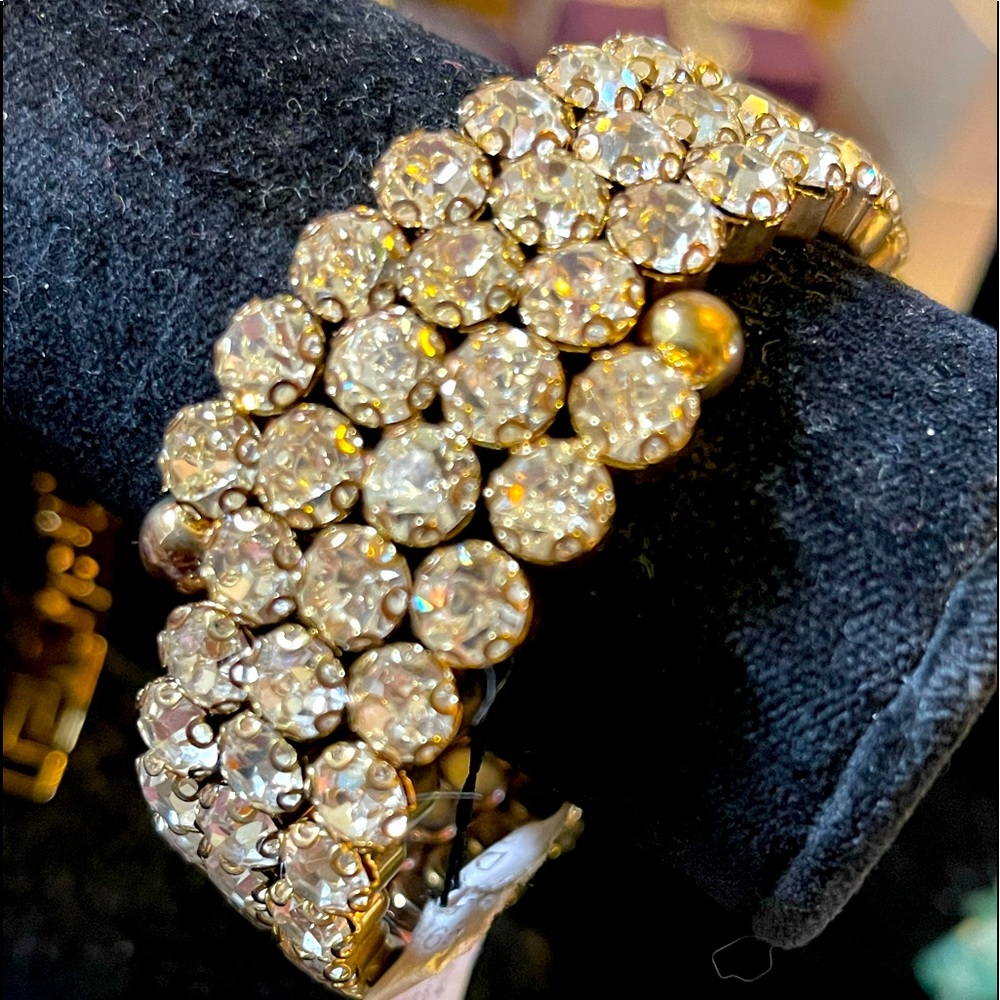 NWT Stunning CZ Coil Bracelet Bronze 3 Rows